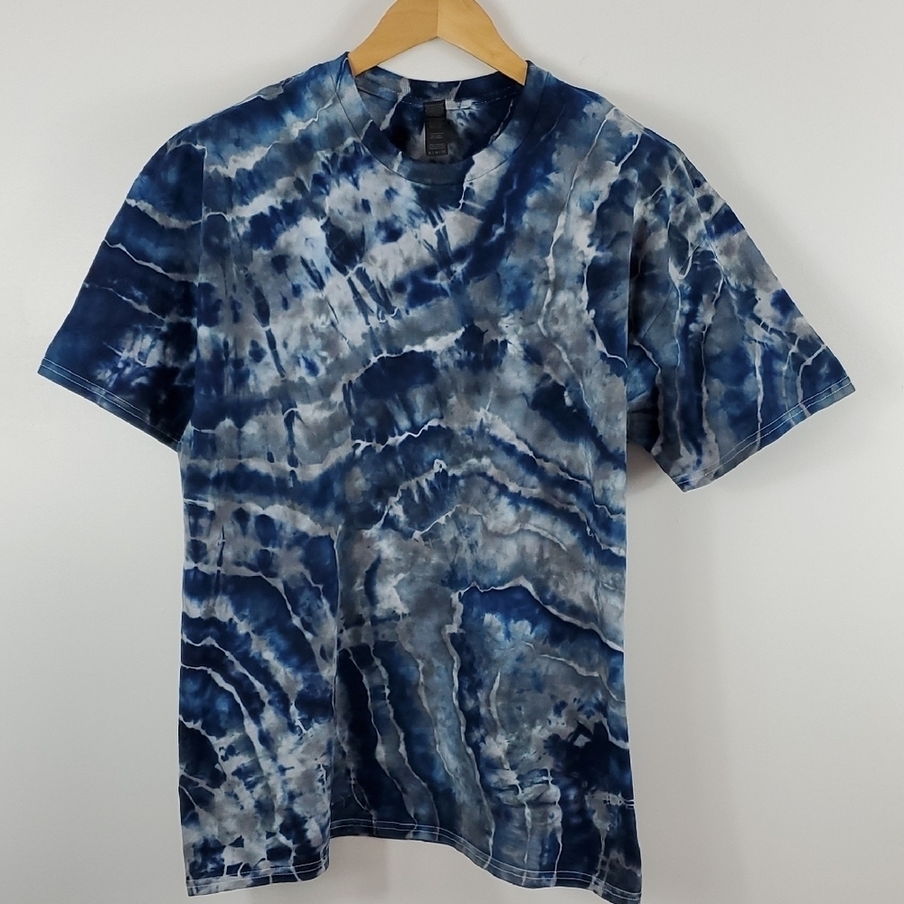 Gildan Blue and Gray Tie Dye Short Sleeve Tee - XL